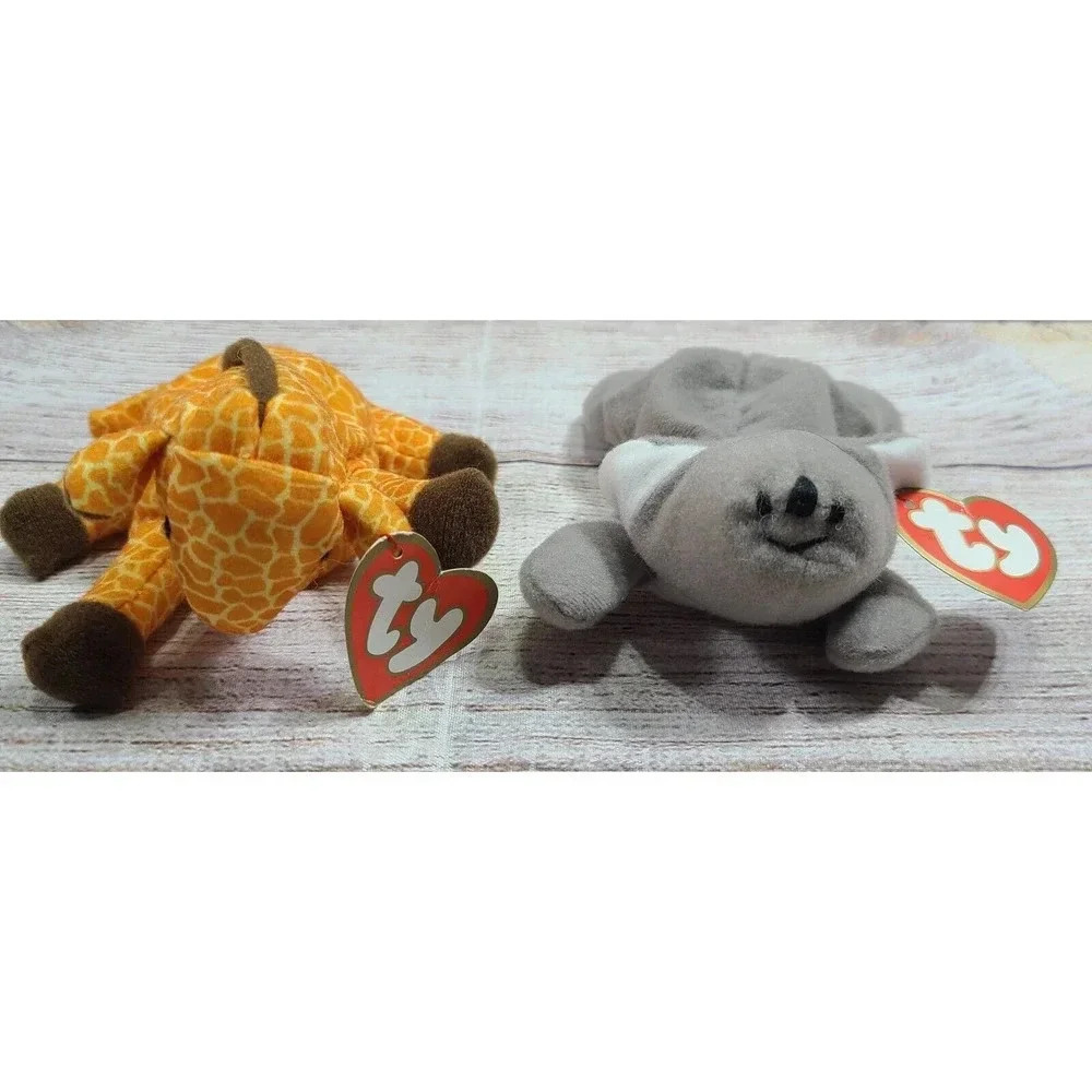 Vintage Ty McDonalds Plush Teenie Beanie Babies Twigs And Mel Orange Gray 4-5"